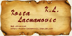 Kosta Lacmanović vizit kartica
